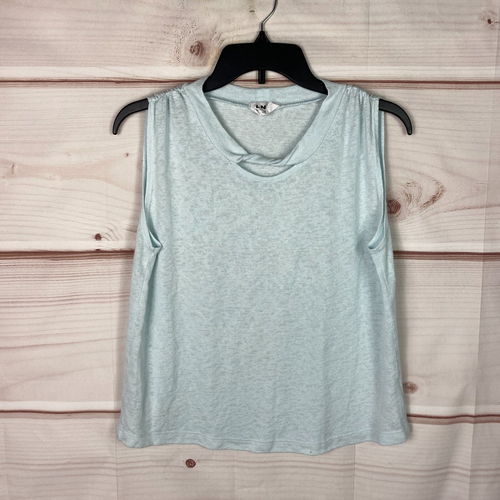 LNA Top Womens Small Green Keyhole Tank Sleeveless Knit Crew Neck Solid Pullover
